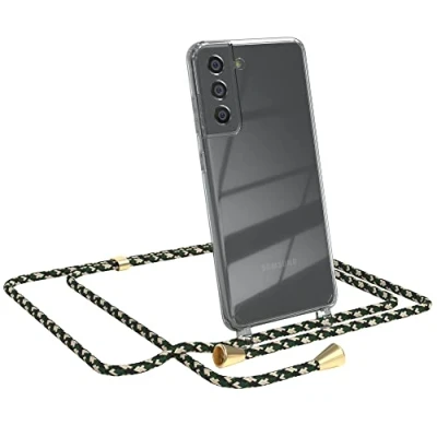 Abbildung von EAZY CASE Handykette kompatibel mit Samsung Galaxy S21 FE 5G Handyhülle Umhängeband, Handykordel Schutzhülle, Silikonhülle, Hülle, Stylische Kette für Smartphone, Grün Camouflage