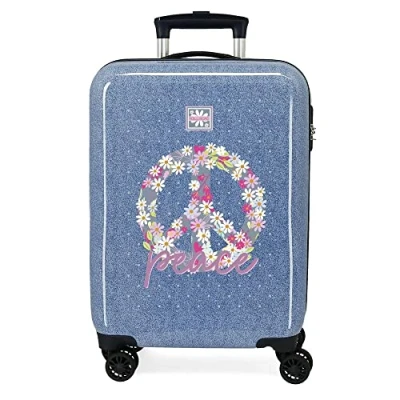Abbildung von Roll Road Peace Kabinenkoffer, Blau, 38 x 55 20 cm, starres ABS, seitliches Zahlenschloss, 34 l, 2 kg, 4 Räder, Handgepäck