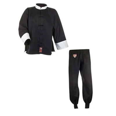 Abbildung von Kung Fu Anzug schwarz/weiß. Cotton