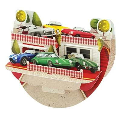 Abbildung von Santoro Popnrock, 3D Pop Up Grußkarte Klassisches Auto Geschenk Für Ihn, Vater, Sohn, Großvater, Vatertag Geburtstagskarte Männer