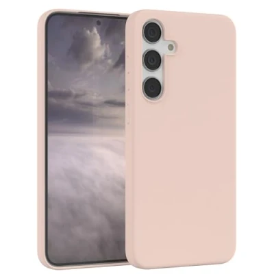 Abbildung von EAZY CASE Premium Silikon Handyhülle kompatibel mit Samsung Galaxy S24 Plus, Slimcover Kameraschutz und Innenfutter, Silikonhülle, Schutzhülle, Bumper, Handy Case, Hülle, Softcase, Rosa Braun