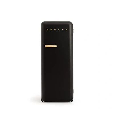 Abbildung von CREATE / RETRO FRIDGE 150 WOOD/Kühlschrank mit Gefrierfach 281L in Schwarz, Griff Holz 102W, niedriger Energieverbrauch, 150cm, 3 Ablagen, Temperaturregelung,60x60x150cm