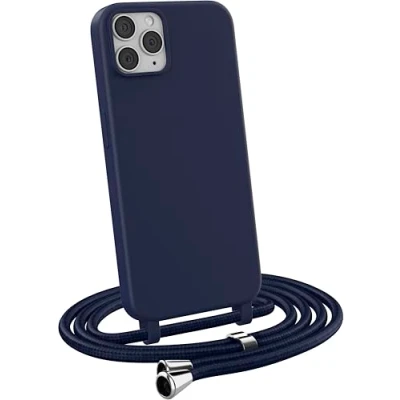 Abbildung von MyGadget Handykette für iPhone 11 Pro Max [ Hülle mit verstellbaren Band ] TPU Handyhülle Handyband zum Umhängen Kordel Schnur Case Schutzhülle Dunkel Blau