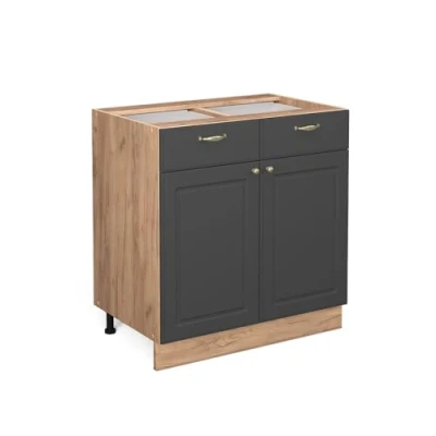 Abbildung von Vicco Küchenunterschrank Fame Line, Anthrazit Gold/Goldkraft Eiche, 80 cm ohne Arbeitsplatte