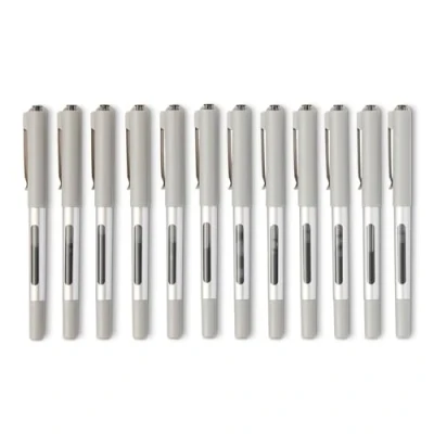 Abbildung von Amazon Basics Tintenroller mit flüssiger Tinte, feine Spitze, 0,7 mm, Schwarz, 12er Pack