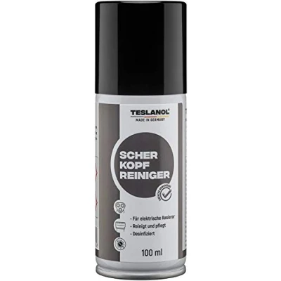 Abbildung von TESLANOL 26050 Scherkopfreiniger Spray zur Reinigung elektrischer Rasierer &amp; Haarschneidemaschinen / Rasierapparate Reiniger Scherkopf Reinigungsspray 100ml