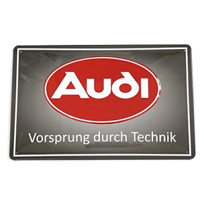 Abbildung von Audi A8 8982 Blechschild Oval Logo 3D Prägung Stahlblech, Vorsprung durch Technik