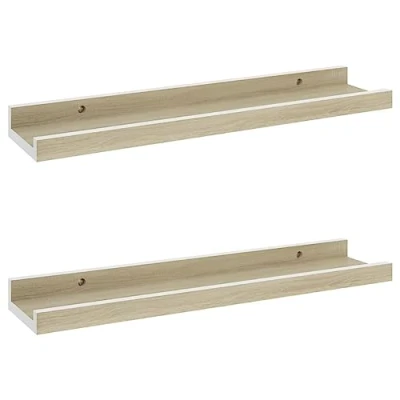 Abbildung von vidaXL Regal Wandregale 2 Stk. Weiß und Sonoma Eiche 40x9x3 cm, tlg.