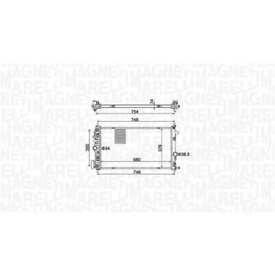 Abbildung von MAGNETI MARELLI 350213152300 Kühler, Motorkühlung 680 378 34 Kühlrippen mechanisch gefügt OPEL: Insignia A Sports Tourer, Schrägheck