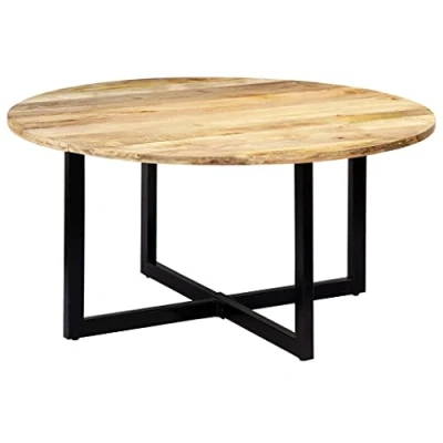Abbildung von vidaXL Mangoholz Massiv Esstisch Vintage Esszimmertisch Holztisch Küchentisch Speisetisch Tisch Massivholztisch Esszimmer Küche Rund 150x73cm Eisen