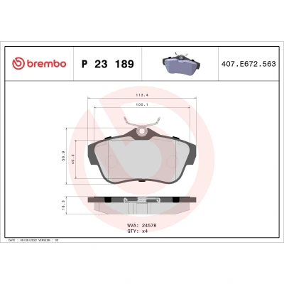 Abbildung von BREMBO P 23 189 Bremsbelagsatz exkl. Verschleißwarnkontakt ohne Zubehör FIAT: Scudo II Kastenwagen,