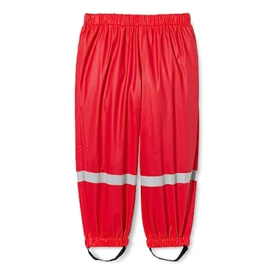 Abbildung von Playshoes Matschhose Regenlatzhose Fleece Futter Unisex Kinder Wind und wasserdichte Regenhose Regenbekleidung, rot Bundhose, 92