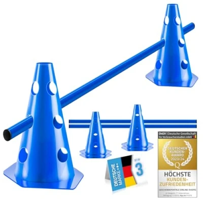 Abbildung von all Pets United® Steckhürden Set für Hunde; Agility Trainingszubehör Hunde &amp; Pferde; Hürdenset mit Stange Hütchen Tier Fußballtraining; Wetterfest Stabil (2 Sets)