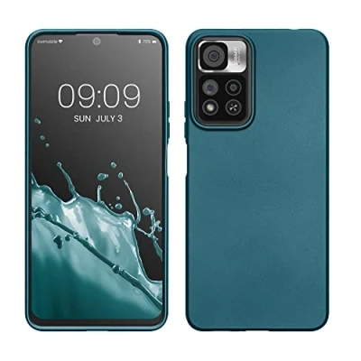 Abbildung von kwmobile Case kompatibel mit Xiaomi Redmi Note 11 Pro+ 5G / Pro Plus Hülle Schutzhülle aus Silikon metallisch schimmernd Handyhülle Metallic Karibikblau