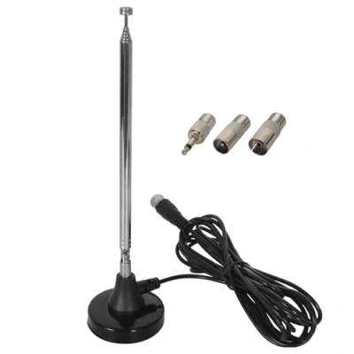 Abbildung von DAB UKW Radioantenne Digitale Teleskopantenne mit Magnetfuß, FM Radio Antenne Zimmerantenne Stabantenne, Koaxial Stecker für Stereo Radioempfang Empfänger AV