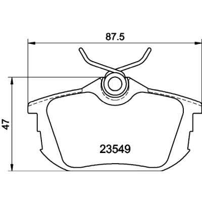 Abbildung von HELLA 8DB 355 018 271 Bremsbelagsatz mit akustischer Verschleißwarnung Bremssattelschrauben Zubehör MITSUBISHI: COLT 6, Space Star