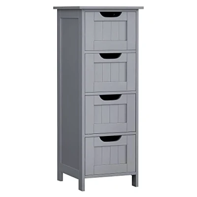 Abbildung von VASAGLE Badezimmerschrank, Badschrank, Beistellschrank mit 4 Schubladen, 30 x 82 cm, für Badezimmer, Wohnzimmer, Esszimmer, Küche, modern, mystisches Grau LHC040P36