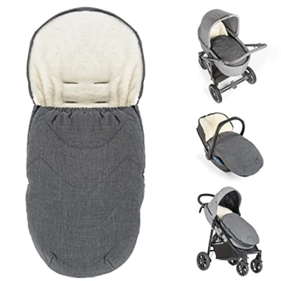 Abbildung von Zamboo Fußsack Grau, 2in1 Fleece Winter Baby für Babyschale, Babywanne und Buggy