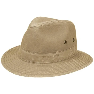 Abbildung von Stetson Organic Cotton Traveller Hut Herren Stoffhut aus Bio Baumwolle Travellerhut mit UV Schutz 40+ Nachhaltiger Baumwollhut Sonnenhut Frühjahr/Sommer beige L (58 59 cm)