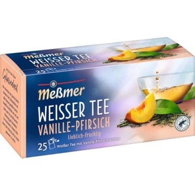 Abbildung von Meßmer / Weißer Tee Vanille Pfirsich 25 Teebeutel Stück Vegan Glutenfrei laktosefrei