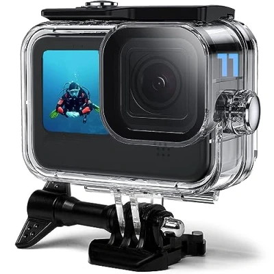 Abbildung von OKFUN wasserdichte Schutzhülle für Gopro Hero 13/Hero 12/Hero 11 Schwarz/Hero 10 9 Schwarz, 60M/196FT Unterwasser Tauchschutzhülle Go Pro 13/12/11/10/9 Schwarz