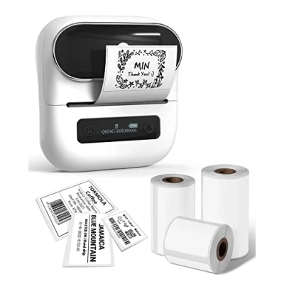 Abbildung von Phomemo M220 Etikettendrucker Bluetooth, Tragbarer Etikettiergerät,Labeldrucker für Zuhause, Büro und kleine Unternehmen,Unterstützung Mit Phones&amp;PC, 3 Rollen Etiketten