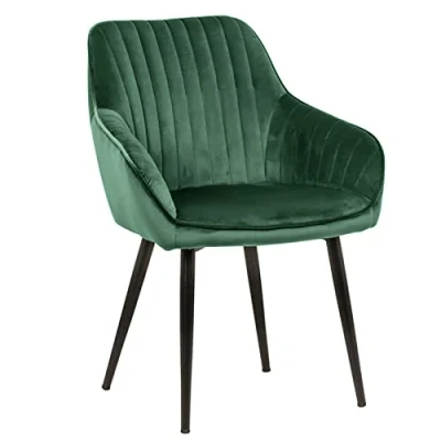 Abbildung von riess ambiente Polsterstuhl TURIN smaragdgrün / schwarz (Einzelartikel, 1 St), Esszimmer · Samt Metall mit Armlehne Retro Design
