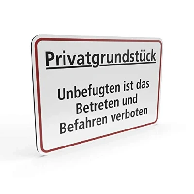 Abbildung von Betriebsausstattung24® Hinweisschild Privatgrundstück Unbefugten ist das Betreten und Befahren verboten Querformat 30,0 x 20,0 cm 2mm (Aluminium Verbundplatte, Weiß)