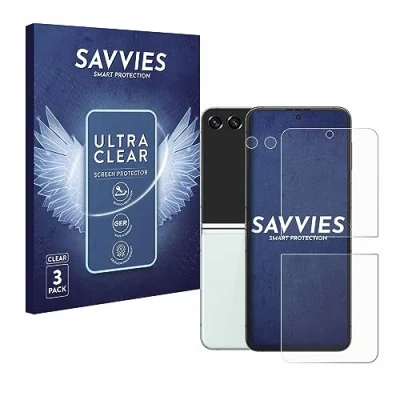 Abbildung von Savvies 6 Stück Schutzfolie für Samsung Galaxy Z Flip 5 (Display+Kamera) Displayschutz Folie Ultra Transparent