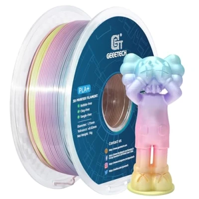 Abbildung von GEEETECH PLA Filament, 1,75 mm, mehrfarbig, 3D Drucker, 1 kg, Spule, Seide, Regenbogenfarben