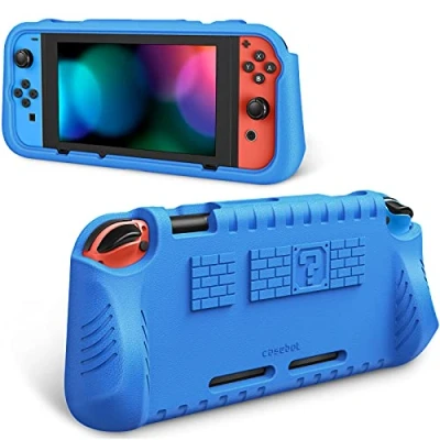 Abbildung von Fintie Hülle Kompatibel mit Nintendo Switch (OLED Modell) 2021 Ultralight Stoßfeste Schutzhülle 2 Spielkarten Halter, ergonomische Grip Design Griff Cover Case, Blau