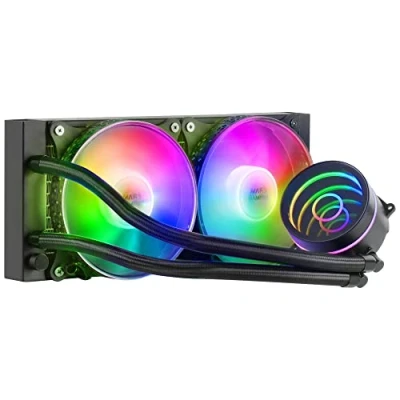 Abbildung von Mars Gaming ML ONE240 Schwarz, CPU Wasserkühlung, TDP 400W, Infinity Mirror, 2 Silent FRGB Lüfter, Universal Multisocket
