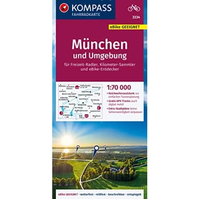 Abbildung von KOMPASS Fahrradkarte 3334 München und Umgebung 1:70.000: reiß wetterfest mit Extra Stadtplänen