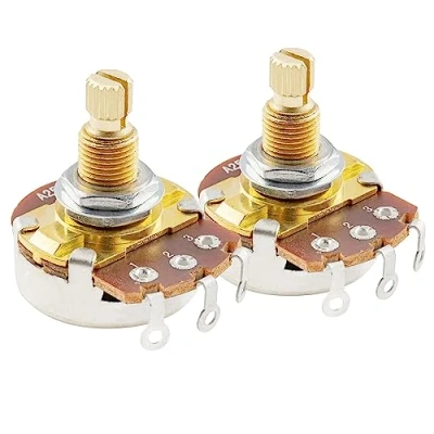 Abbildung von Musiclily Pro Messinggewinde Full Metrische Größe Split Shaft Control Poti A25K Audio Taper Potentiometers für Gitarre (2er Set)