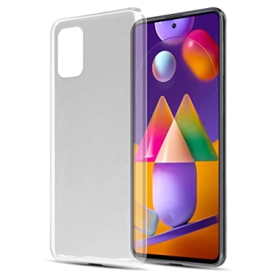 Abbildung von Cadorabo Hülle kompatibel mit Samsung Galaxy M31s Silikon Handyhülle für Case aus [Nie vergilben Technologie], Kratzfeste Schutzhülle VOLL TRANSPARENT