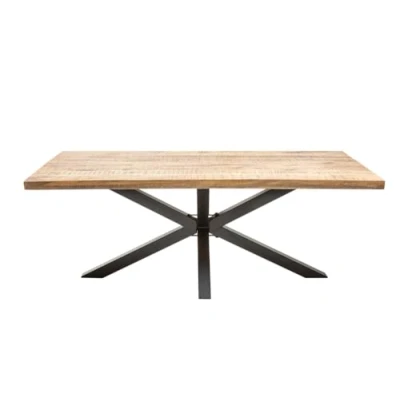 Abbildung von riess ambiente Esstisch GALAXIE 160cm natur / schwarz, Massivholz · Sternen Gestell Industrial Mangoholz
