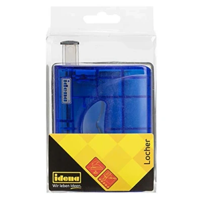 Abbildung von Idena 300750 Locher mit Anschlagschiene, transluzent, 16 Blatt, blau