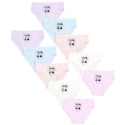 Abbildung von TupTam Mädchen Slips mit Aufdruck 10er Pack, Farbe: Freunde Rosa Lila Blau Ecru Apricot, Größe: 116 122