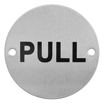 Abbildung von Schild mit Aufschrift &quot;Pull&quot;, Edelstahl, 76 mm, Sicherheitsschild Befestigungen