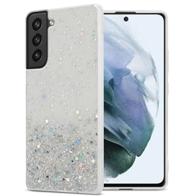 Abbildung von Cadorabo Hülle kompatibel mit Samsung Galaxy S21 FE Rundumschutz TPU Silikon Case Mädchen Glitzer Strass Design Slim Kratzfest Weiche Gummi Bling Schutzhülle für in Transparent