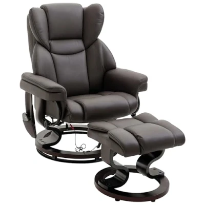 Abbildung von HOMCOM Massagesessel mit Fußhocker, Liegefunktion (Relaxsessel, 2 St., Sessel), Braun 79 x 82 101 cm