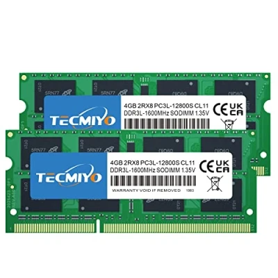Abbildung von 8GB Kit (2x4GB) PC3L 12800S SODIMM DDR3L / DDR3 1600MHz CL11 PC3 12800 1,35V/1,5V 204Pin Nicht ECC Ungepuffertes Laptop Speicher Ram Modul