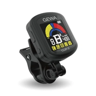 Abbildung von GEWA Stimmgerät Clip 3 für Gitarre/Bass, wiederaufladbar über USB, inkl. USB Kabel