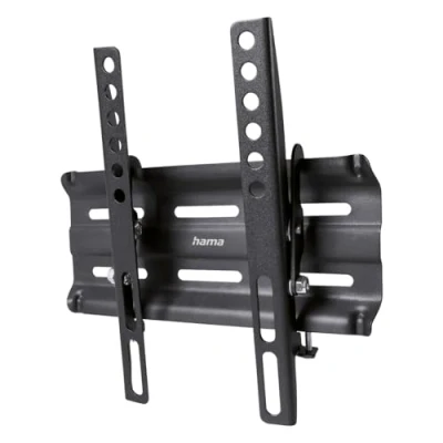 Abbildung von Hama TV Wandhalterung neigbar, flach (TV 19 48 Zoll, VESA 50x50 bis 200x200, 25kg, geringer Wandabstand, Easy Fix System, mit Fischer Dübeln &amp; Bohrschablone) schwarz