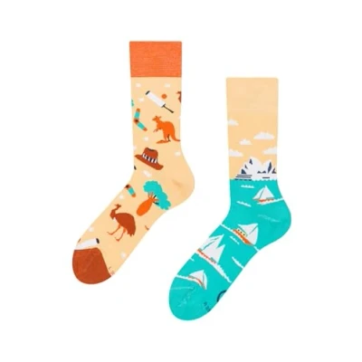 Abbildung von Dedoles Socken Unisex Damen Herren &amp; Kinder Baumwolle viele lustige Designs Fussball Fahrrad Pferde Geschenk links rechts verschieden, Farbe: Mehrfarbig, Motiv: Australien, Gr. 35 38