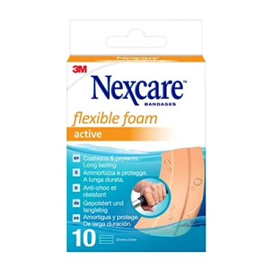 Abbildung von Nexcare Flexible Foam Active Band Pflaster, 6 cm x 10 cm, 10/Packung