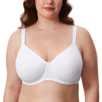 Abbildung von DELIMIRA Damen T Shirt Minimizer BH mit Bügel Große Größen Ohne Gepolstert Weiss 100D