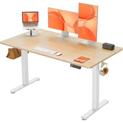 Abbildung von ErGear Elektrisch Höhenverstellbarer Schreibtisch 140x70 cm, Höhenverstellbar mit 4 Memory Funktion, Gaming Tisch Vierteilige Tischplatte