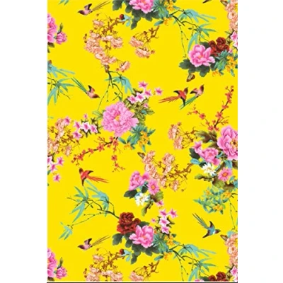 Abbildung von Décopatch Papier No. 750 Packung mit 20 Blätter (395 x 298 mm, ideal für Ihre Papmachés) gelb, vogel und blumen