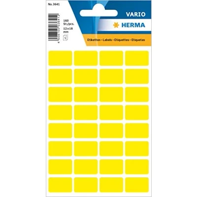 Abbildung von HERMA 3641 Vielzweck Etiketten, 160 Stück, 12 x 18 mm, 32 pro Bogen, selbstklebend, Haushaltsetiketten zum Beschriften für Kalender Planer Basteln, matt, blanko Papier Klebeetiketten Aufkleber, gelb